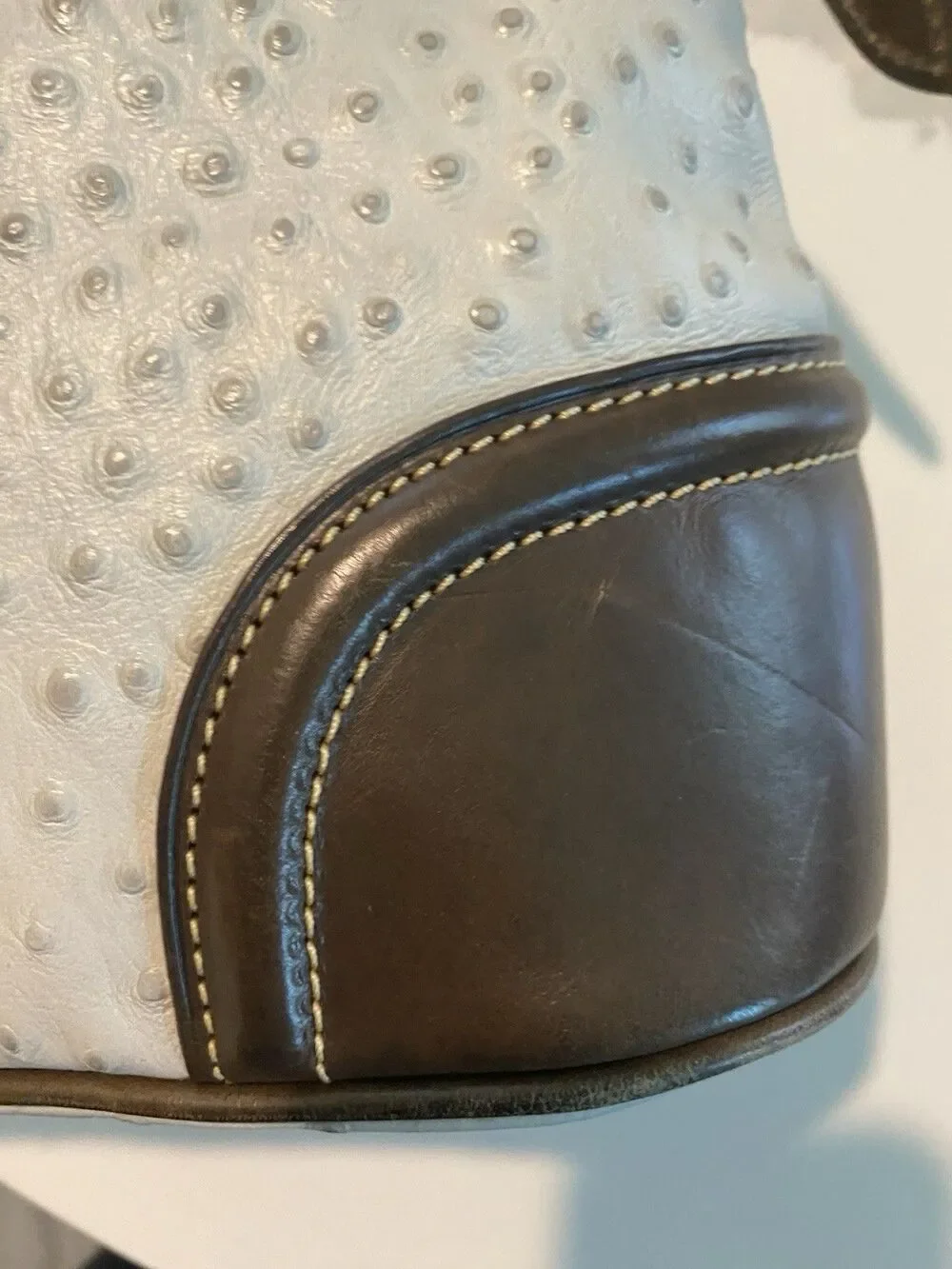 Dooney & Bourke Ostrich Hobo In Bone And Brown